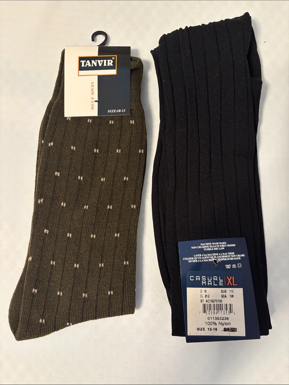Men's Two-Pack Ribbed Socks - Black and Olive